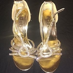 Delicacy Gold shimmer rhinestone stilettos
